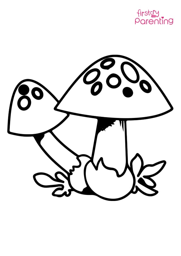 Mushroom Fungus Chibi Cute Face Coloring Page for Kids | FirstCry Parenting