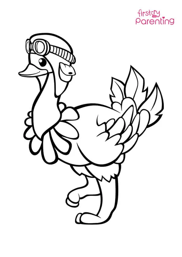 Funny Ostrich In An Aviator Hat Coloring Page Funny Ostrich In An Aviator Hat Coloring Page