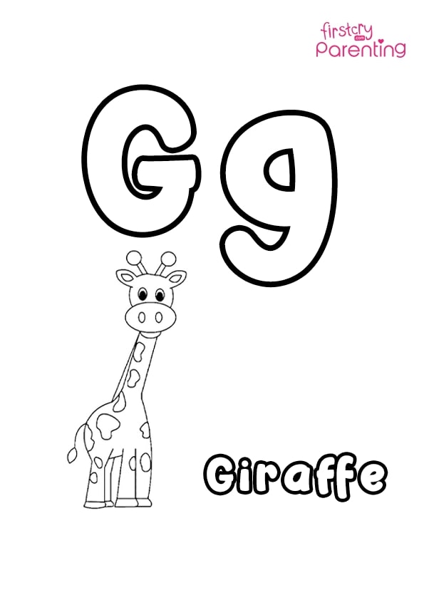 Alphabet Animal Big Giraffe Letter Gg On A White Preschool