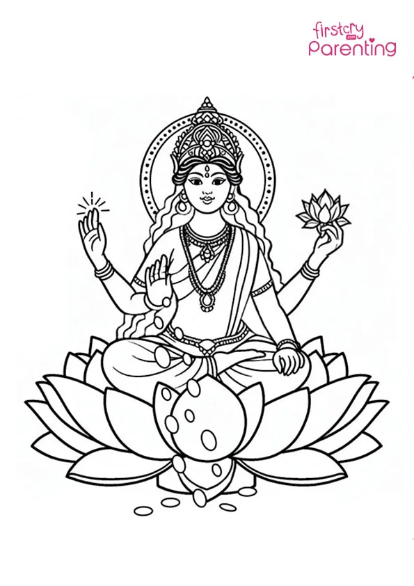 Goddess Laxmi Coloring Page