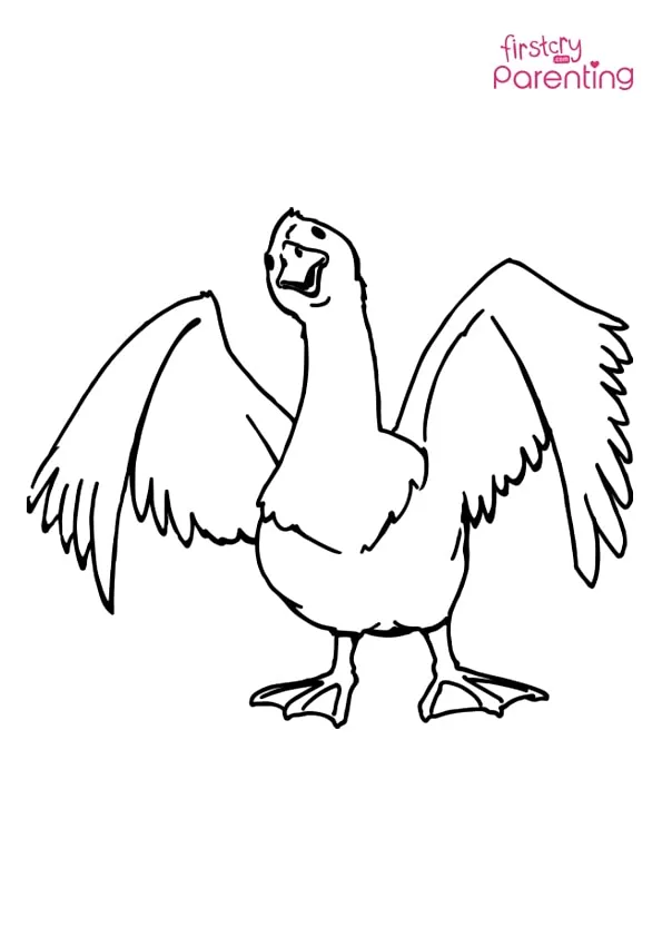 Goose With Open Wings Coloring Page