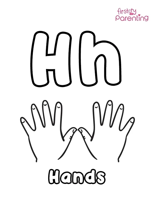 H For Hands Coloring Page