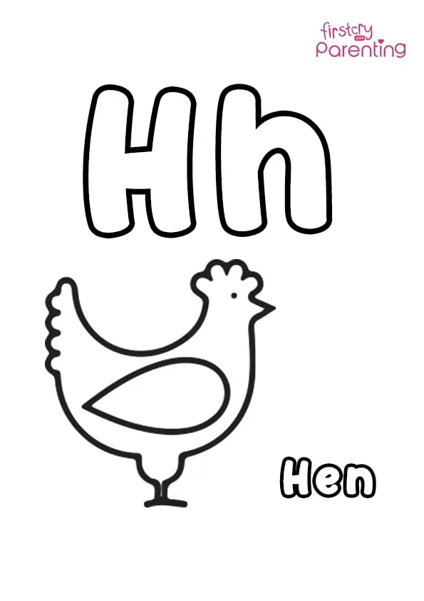 H For Hen Coloring Page