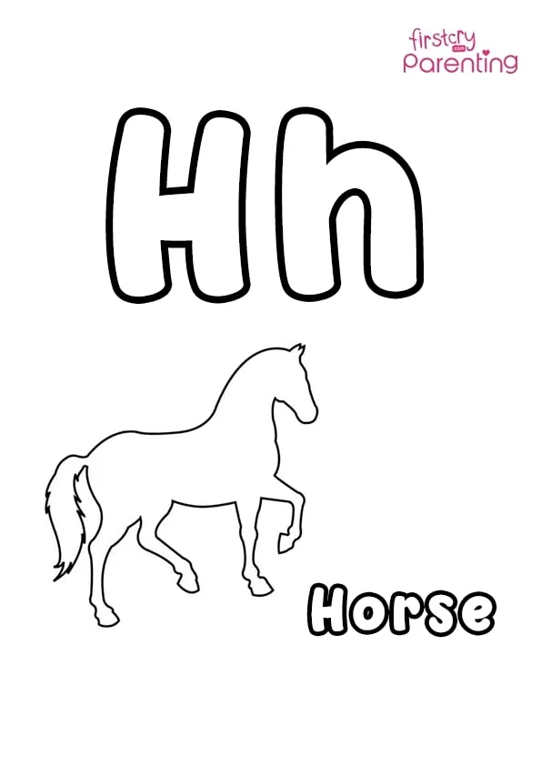 H For Horse Coloring Page