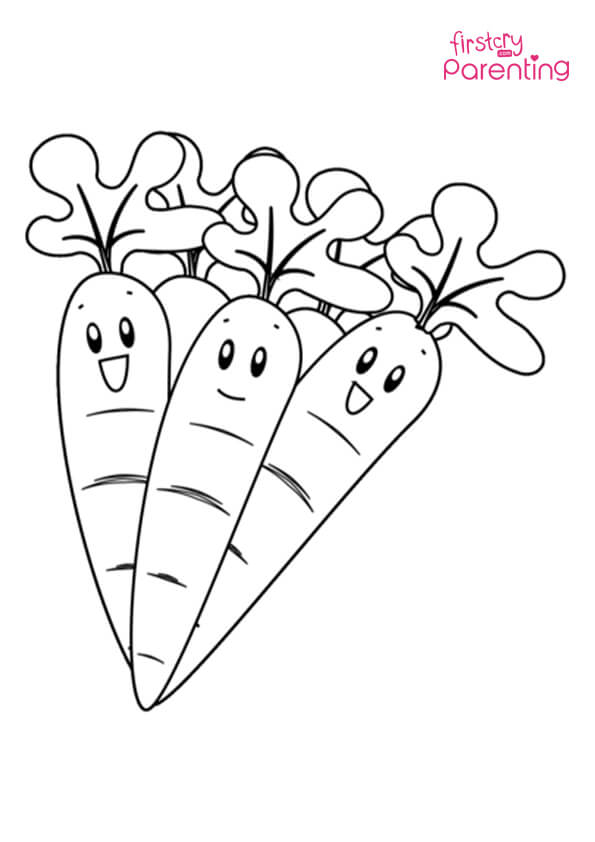 Happy Carrots Coloring Page