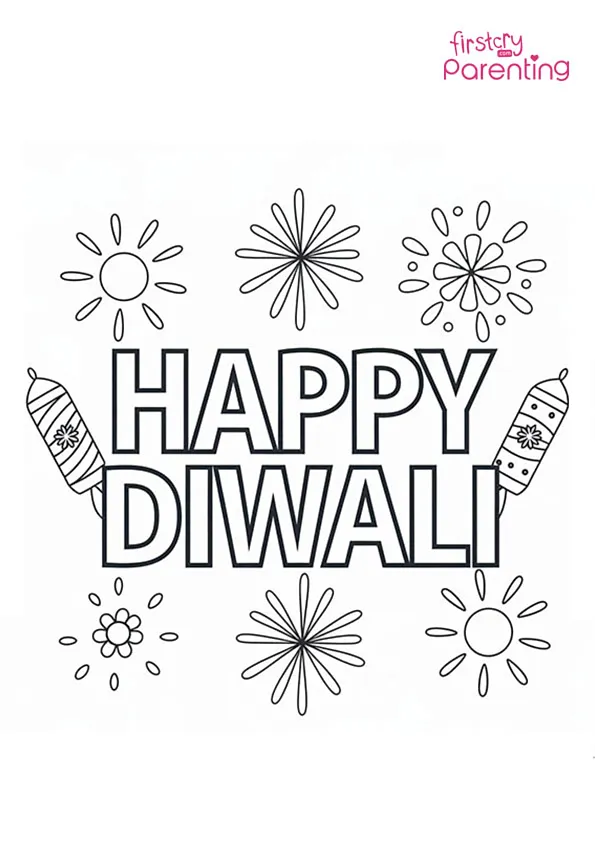 Happy Diwali Text Coloring Page