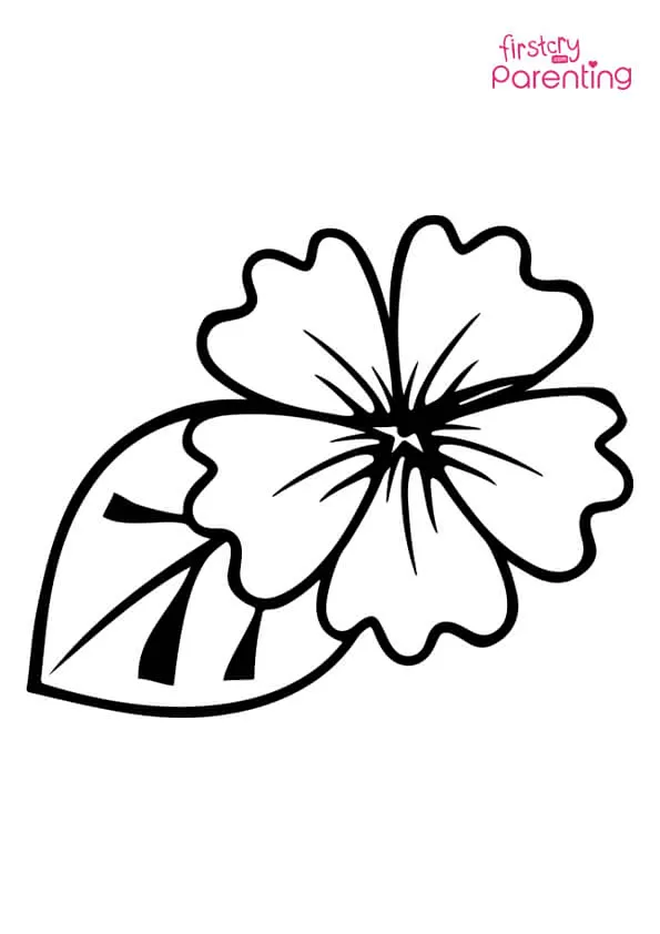 Hibiscus With Leaf Coloring Page