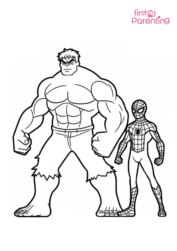 Hulk and Spiderman Coloring