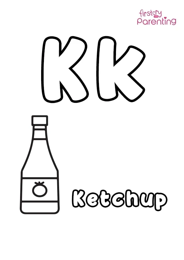 K For Ketchup Coloring Page