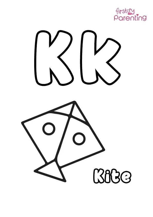 K For Kite Coloring Page