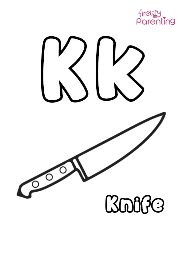 K For Knife Coloring Page
