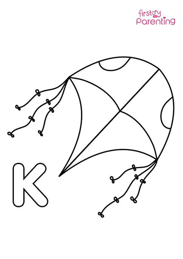 K for Kite Colouring Page