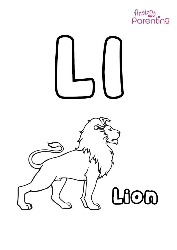 L For Lion Coloring Page L For Lion Coloring Page