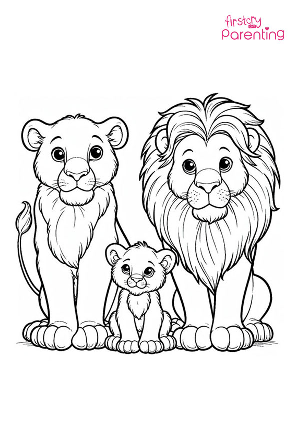Lion Family Coloring Page