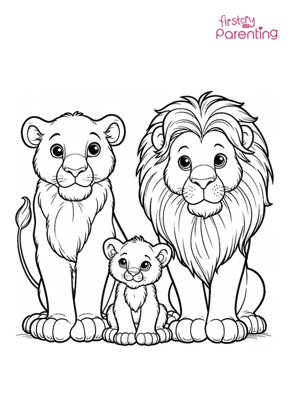 Lion Family Coloring Page Colouring Pages