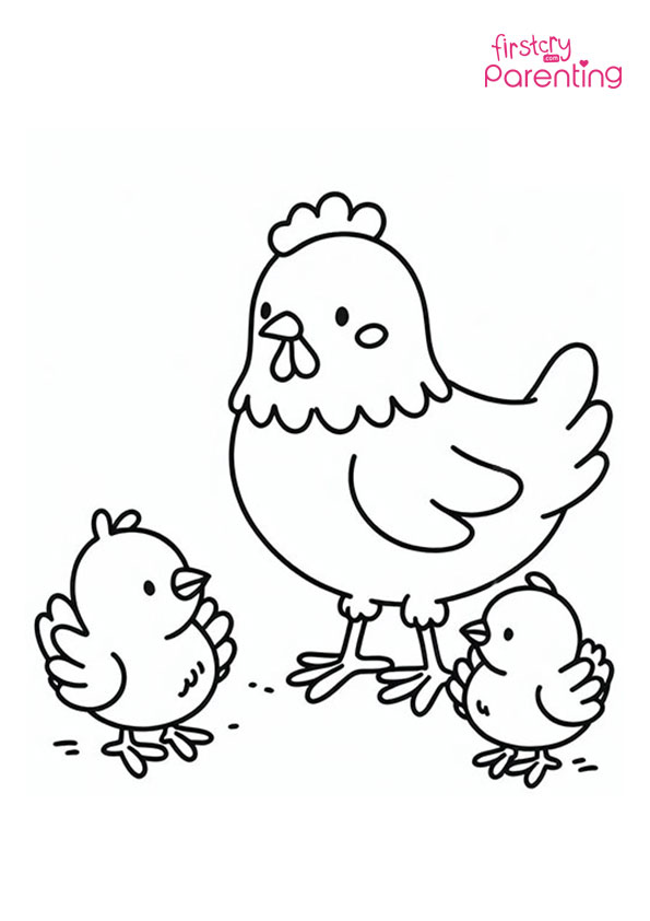 Mother Hen With Chicks Coloring Page