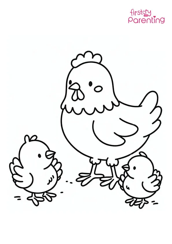 Mother Hen With Chicks Coloring Page