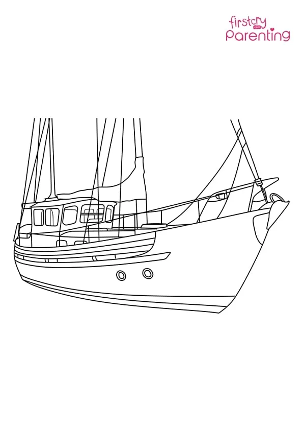 Motorsailer Boat Coloring Page Colouring Pages