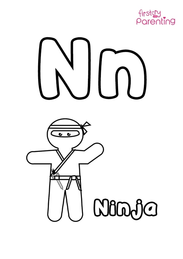 N For Ninja Coloring Page