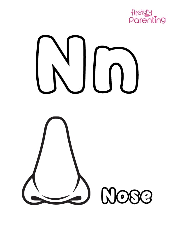 N For Nose Coloring Page