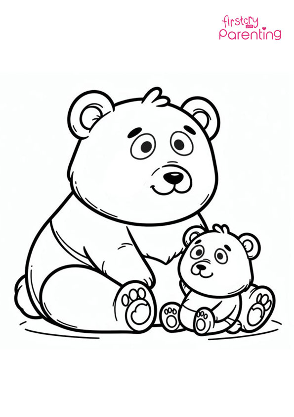 Panda Mother and Baby Coloring Page