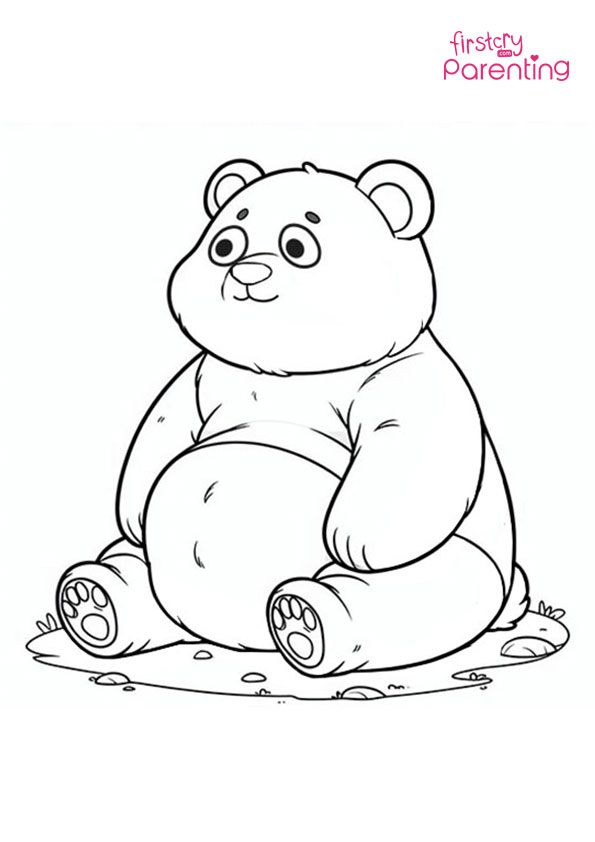 Panda Sits on the Ground Coloring Page