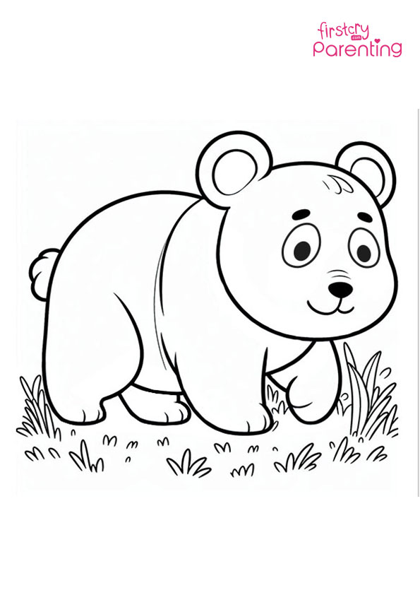Panda Walking on Grass Coloring Page