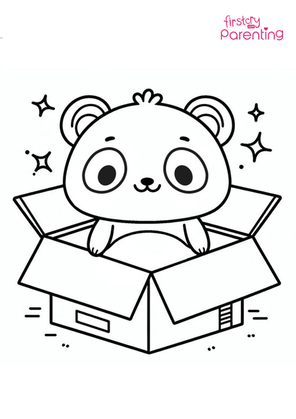 Panda in a Box Coloring Page