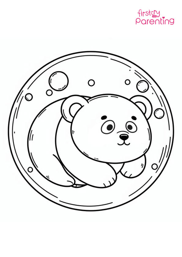 Panda in a Bubble Coloring Page
