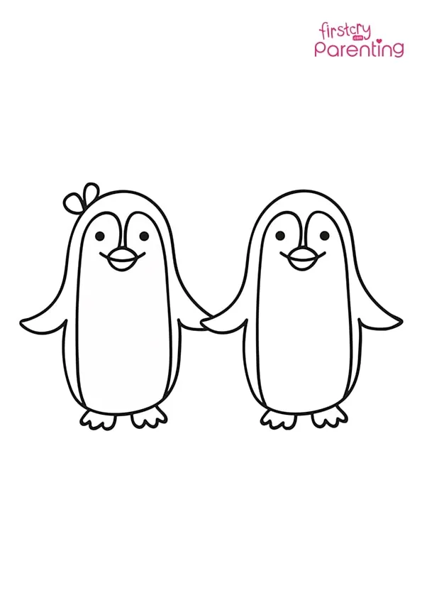 Penguin Couple Coloring Page Colouring Pages