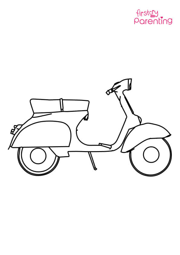 Piaggio Vespa Motorcycle Coloring Page