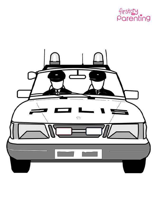 Police Officer Car Coloring Page