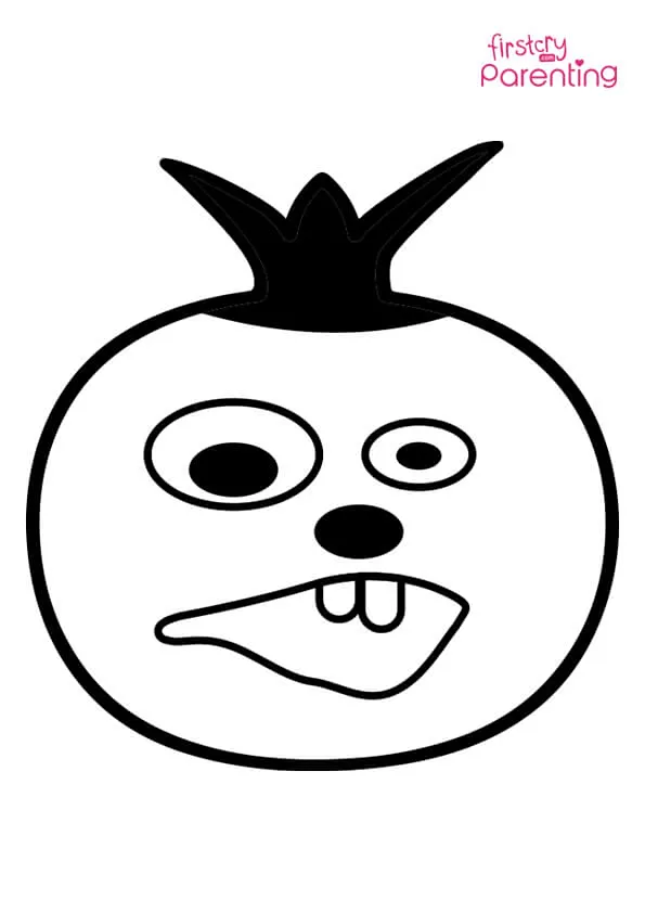 Pomegranate Cartoon Coloring Page