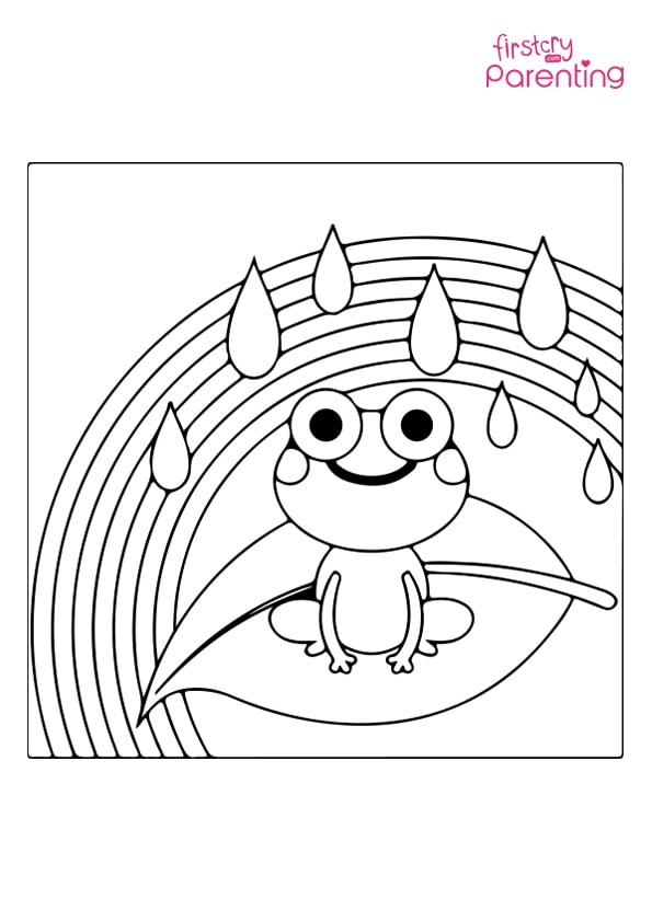 Cartoon Frog Looking Down Coloring Page for Kids | FirstCry Parenting