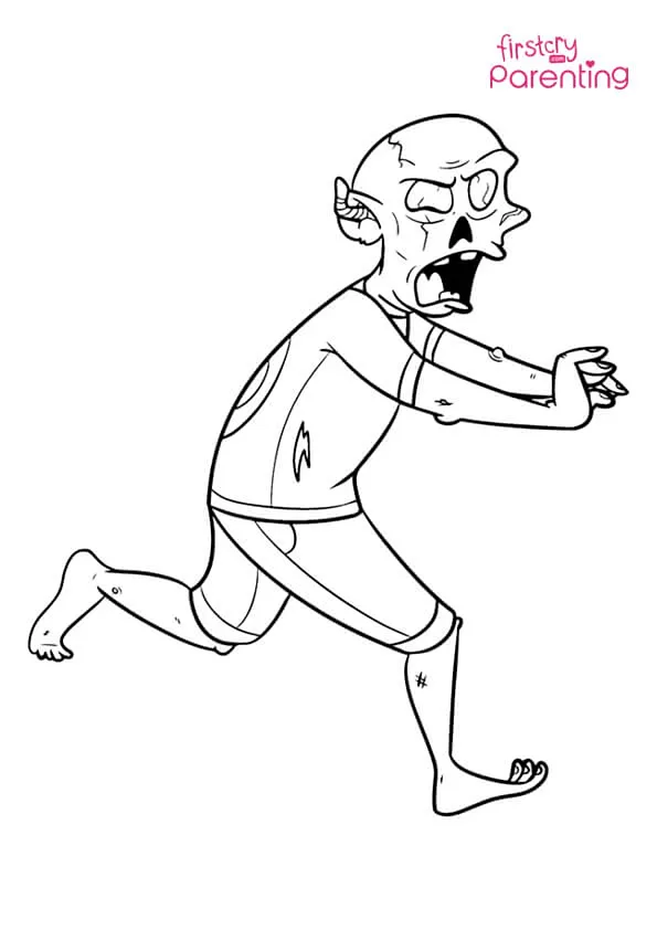 Running Zombie Coloring Page Running Zombie Coloring Page
