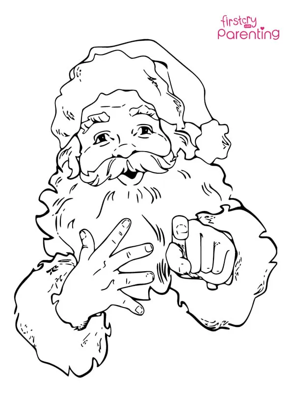 Santa Claus Is Pointing Finger Coloring Page Colouring Pages