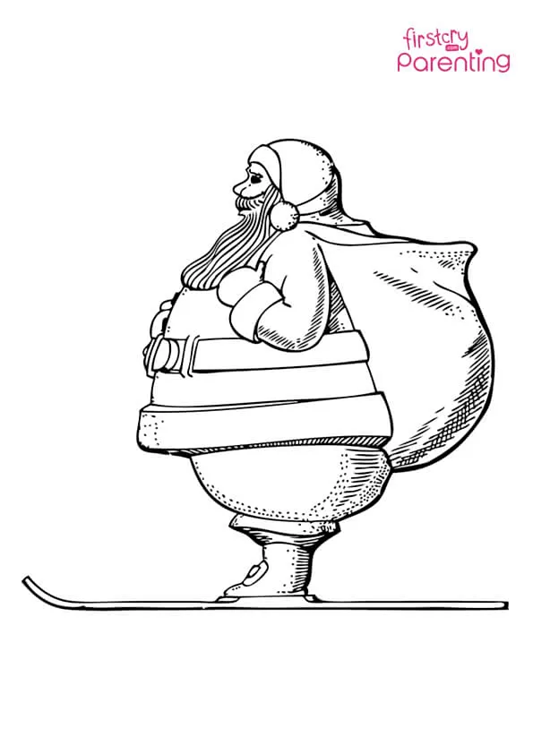 Santa Claus On Skis Coloring Page Colouring Pages