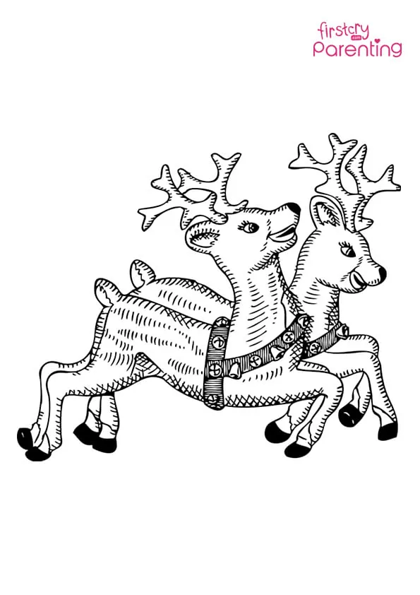 Santa Claus Reindeers Coloring Page Colouring Pages