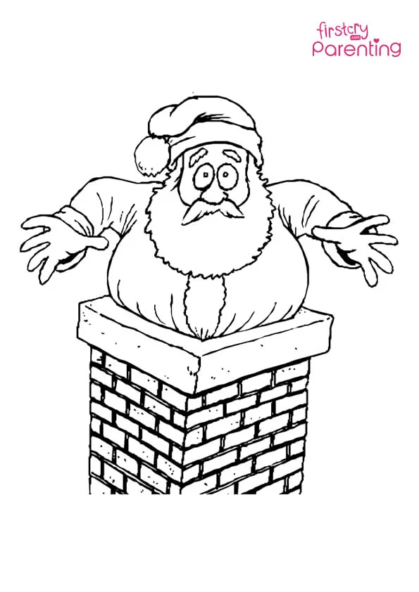Santa Stuck In Chimney Coloring Page Colouring Pages