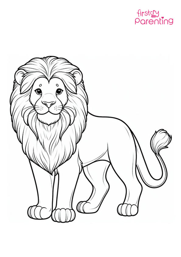 Standing Lion Coloring Page