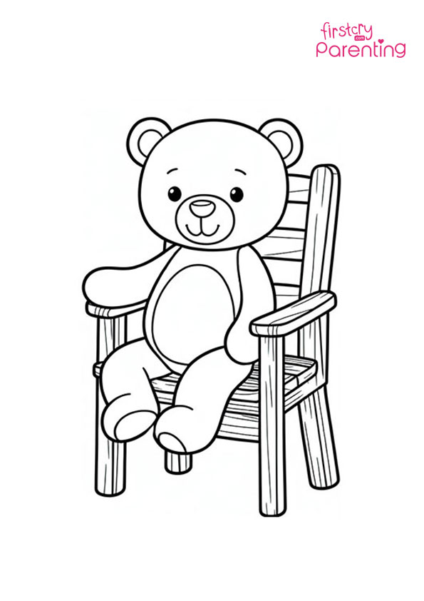 Teddy Bear On Chair Coloring Page
