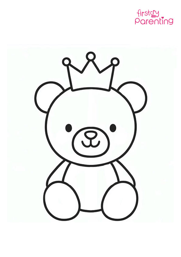 Teddy Bear Wearing a Crown Coloring Page