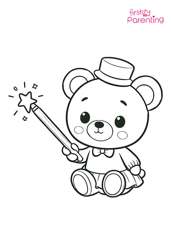 Teddy Bear with wand Coloring Page 2