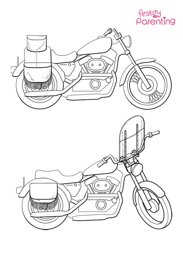 Transportation Motorcycle Coloring Page