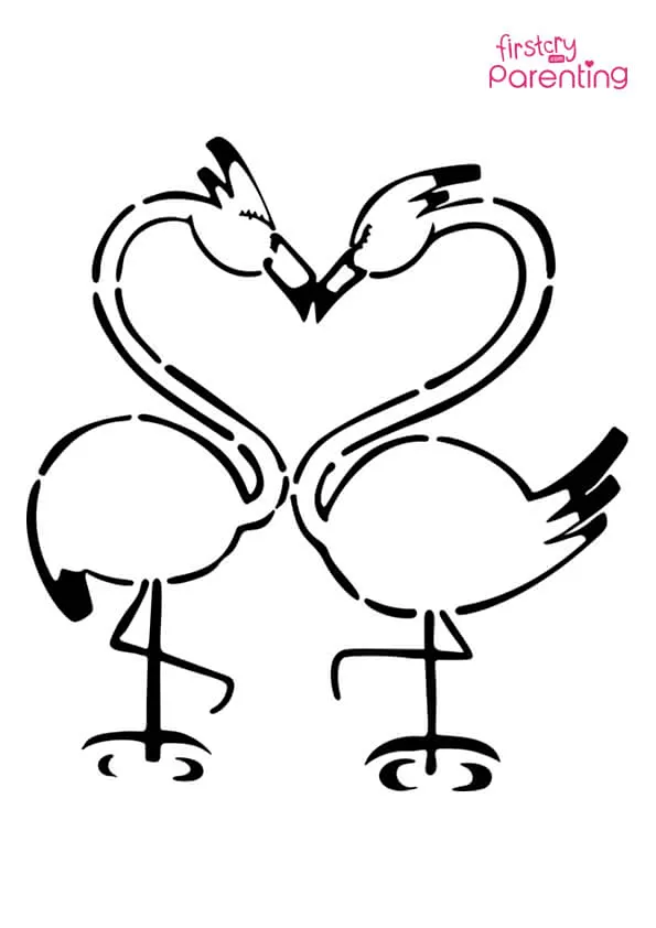 Two Feather Flamingos Coloring Page Colouring Pages