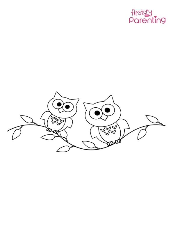 Two Owls On Tree Coloring Page Colouring Pages Two Owls On Tree Coloring Page Colouring Pages