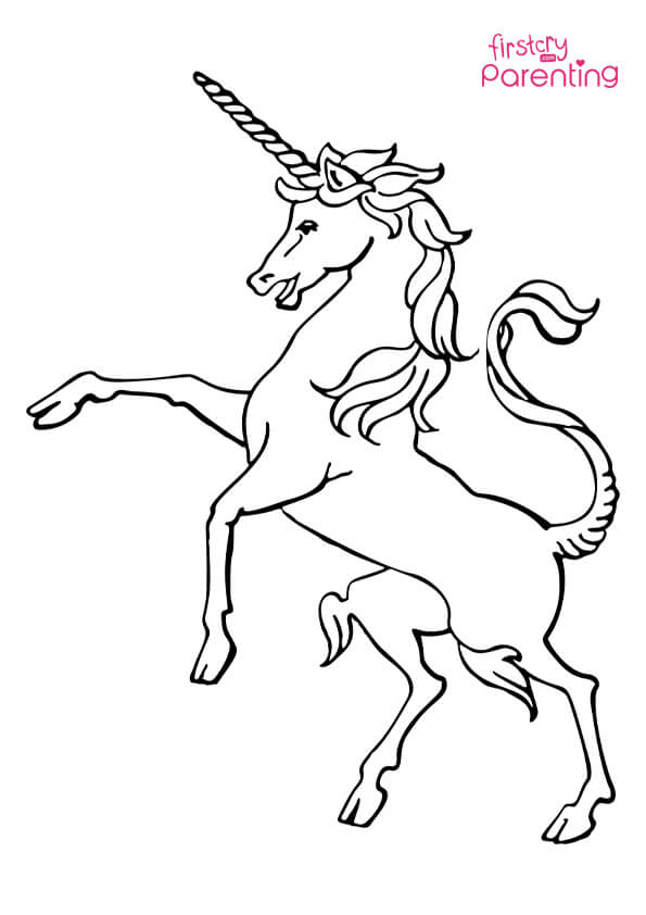 Vintage Unicorn Coloring Page