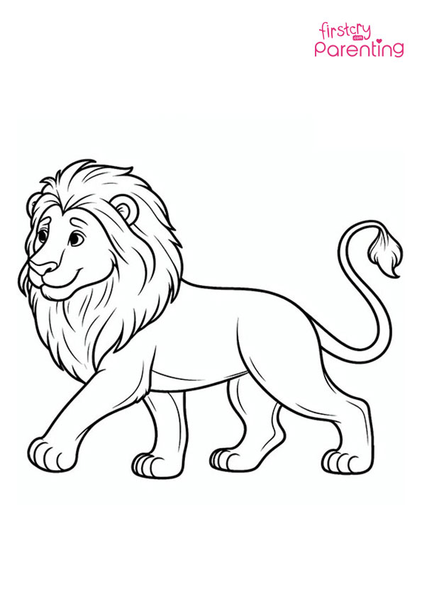 Walking Lion Coloring Page