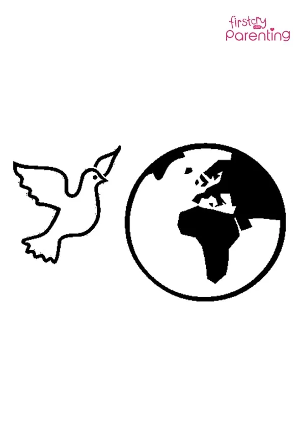 World Peace Dove Symbol Coloring Page