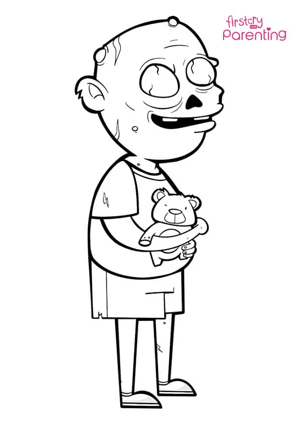 Zombie With Teddy Bear Coloring Page Zombie With Teddy Bear Coloring Page